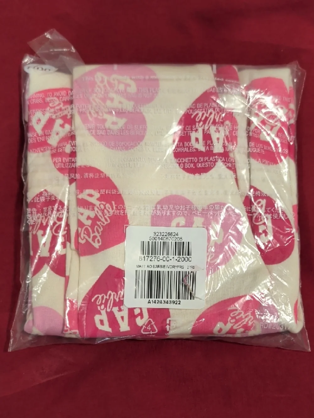 NWT babyGap x Barbie 100% Organic Cotton Pajamas 2/4/6T Pink Heart PJ 2pc Sleep